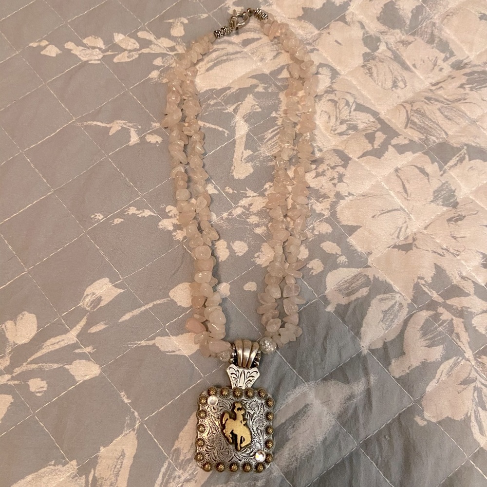 Bucking horse concho shell necklace